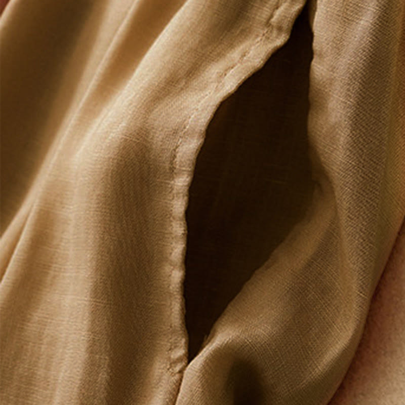 Buddha Stones Sommer-Caprihose aus Baumwolle mit elastischem Bund und Taschen - image 26