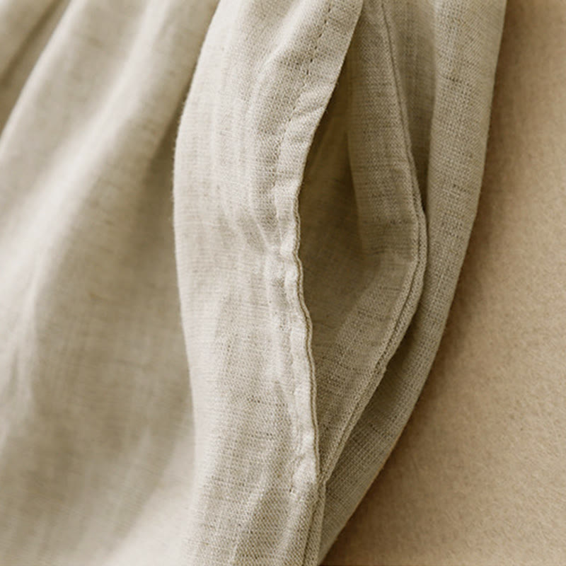 Buddha Stones Sommer-Caprihose aus Baumwolle mit elastischem Bund und Taschen - image 4