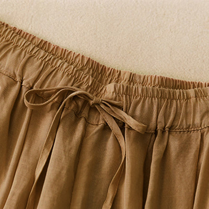 Buddha Stones Sommer-Caprihose aus Baumwolle mit elastischem Bund und Taschen - image 23