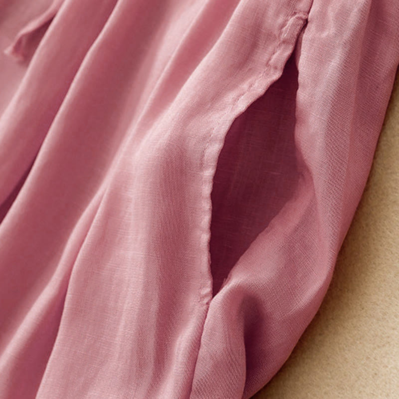 Buddha Stones Sommer-Caprihose aus Baumwolle mit elastischem Bund und Taschen - image 21