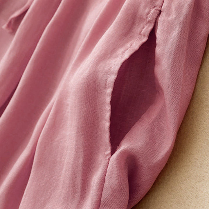 Buddha Stones Sommer-Caprihose aus Baumwolle mit elastischem Bund und Taschen - image 21