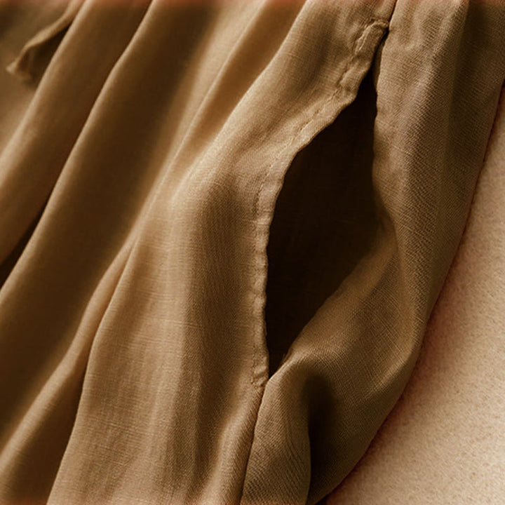 Buddha Stones Sommer-Caprihose aus Baumwolle mit elastischem Bund und Taschen - image 25