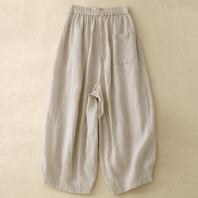Buddha Stones Sommer-Caprihose mit elastischem Bund und Taschen - image 1