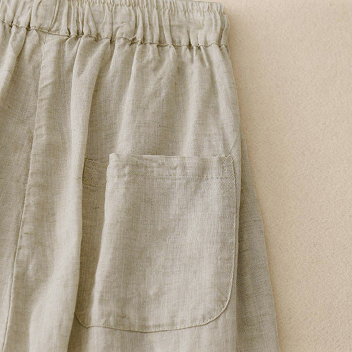 Buddha Stones Sommer-Caprihose aus Baumwolle mit elastischem Bund und Taschen - image 5