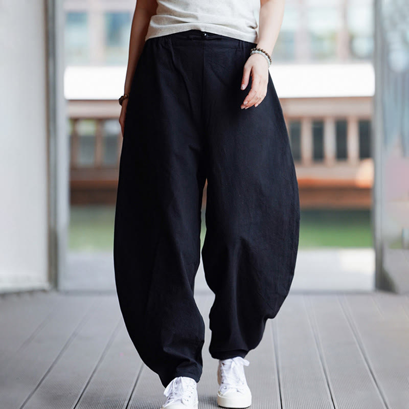 Buddha Stones Sommer Einfarbige Herrenhose aus Baumwoll-Leinen-Mischgewebe mit geradem Bein und Taschen, chinesischem Froschknopf-Design - image 26