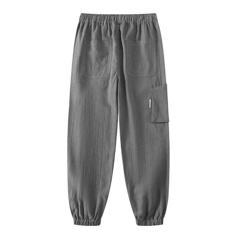 Buddha Stones Sommer-Herrenhose aus Ramie-Leinen-Baumwolle, knöchellang, mit elastischen Bündchen, schmal zulaufend und mit Taschen - image 12