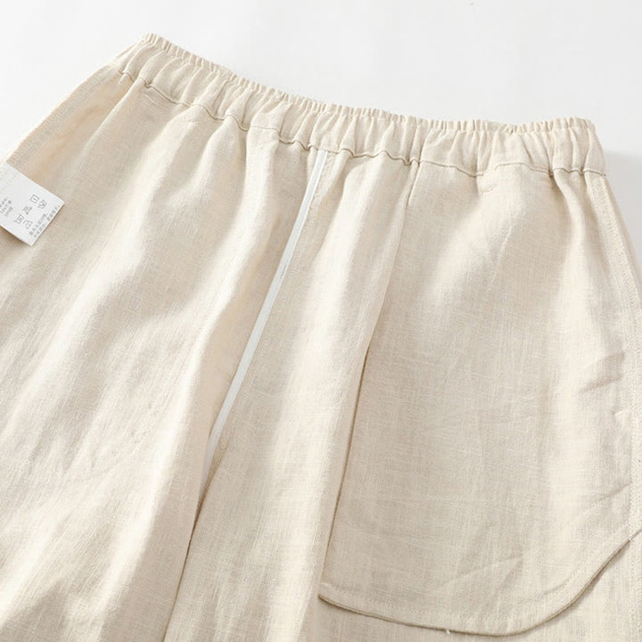 Buddha Stones Sommer-Herrenhose aus Ramie-Leinen-Baumwolle, knöchellang, mit elastischen Bündchen, schmal zulaufend und mit Taschen - image 7