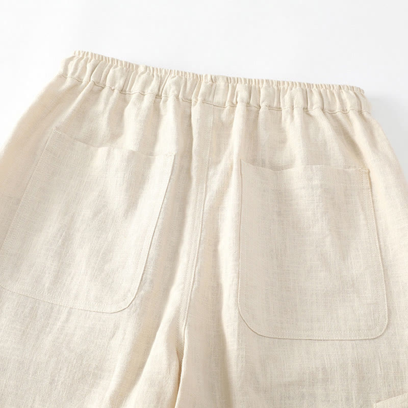 Buddha Stones Sommer-Herrenhose aus Ramie-Leinen-Baumwolle, knöchellang, mit elastischen Bündchen, schmal zulaufend und mit Taschen - image 5