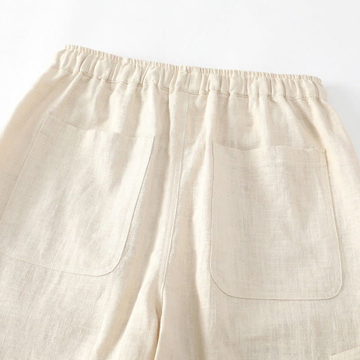 Buddha Stones Sommer-Herrenhose aus Ramie-Leinen-Baumwolle, knöchellang, mit elastischen Bündchen, schmal zulaufend und mit Taschen - image 5