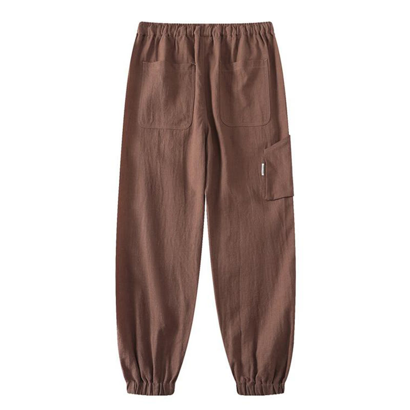 Buddha Stones Sommer-Herrenhose aus Ramie-Leinen-Baumwolle, knöchellang, mit elastischen Bündchen, schmal zulaufend und mit Taschen - image 16