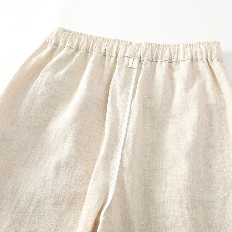 Buddha Stones Sommer-Herrenhose aus Ramie-Leinen-Baumwolle, knöchellang, mit elastischen Bündchen, schmal zulaufend und mit Taschen - image 8