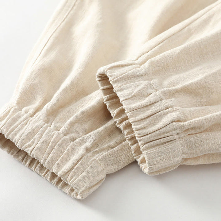 Buddha Stones Sommer-Herrenhose aus Ramie-Leinen-Baumwolle, knöchellang, mit elastischen Bündchen, schmal zulaufend und mit Taschen - image 9