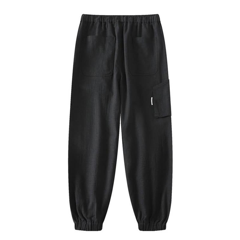 Buddha Stones Sommer-Herrenhose aus Ramie-Leinen-Baumwolle, knöchellang, mit elastischen Bündchen, schmal zulaufend und mit Taschen - image 14