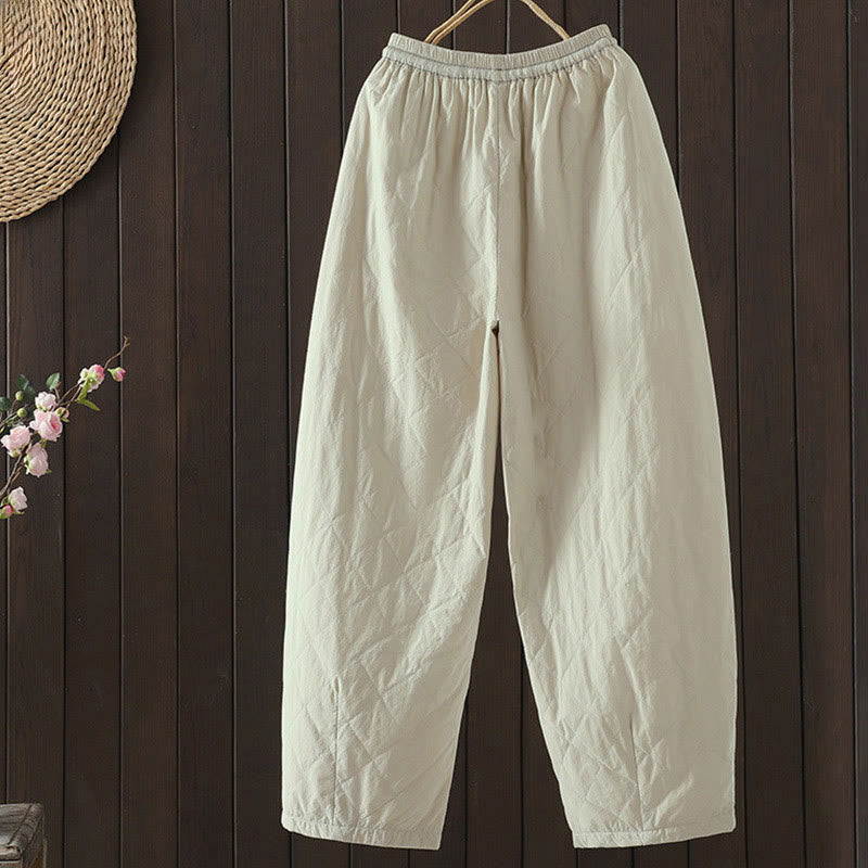 Damenhose mit Buddha Stones -Rhombusmuster, dickes Baumwoll-Polyester-Gewebe und Taschen - image 2