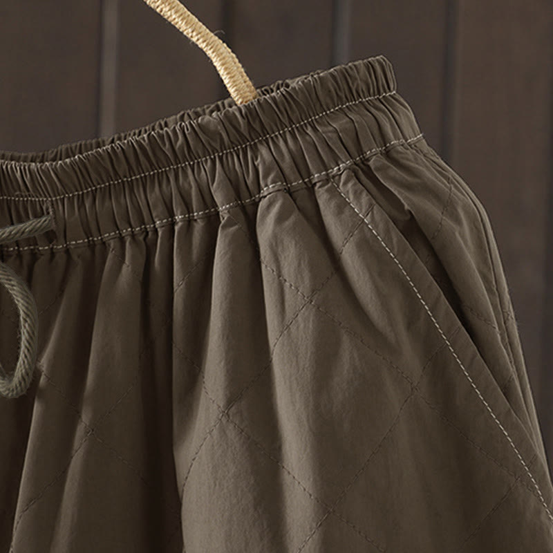 Damenhose mit Buddha Stones -Rhombusmuster, dickes Baumwoll-Polyester-Gewebe und Taschen - image 19