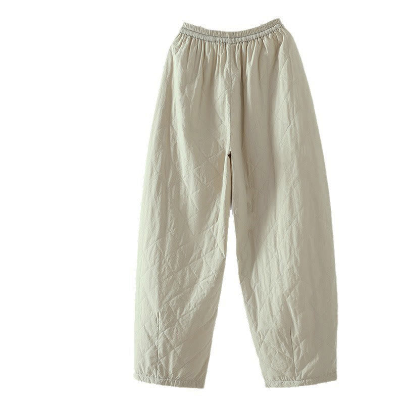 Damenhose mit Buddha Stones -Rhombusmuster, dickes Baumwoll-Polyester-Gewebe und Taschen - image 3