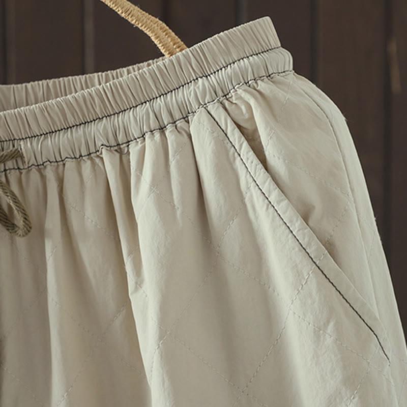Damenhose mit Buddha Stones -Rhombusmuster, dickes Baumwoll-Polyester-Gewebe und Taschen - image 5