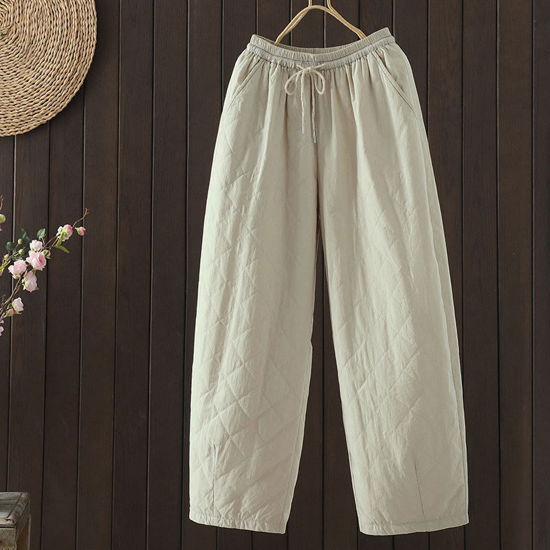 Damenhose mit Buddha Stones -Rhombusmuster, dickes Baumwoll-Polyester-Gewebe und Taschen - Schnee - US 8-10, UK/AU 12-14, EU 40-42 (2XL) - image 1