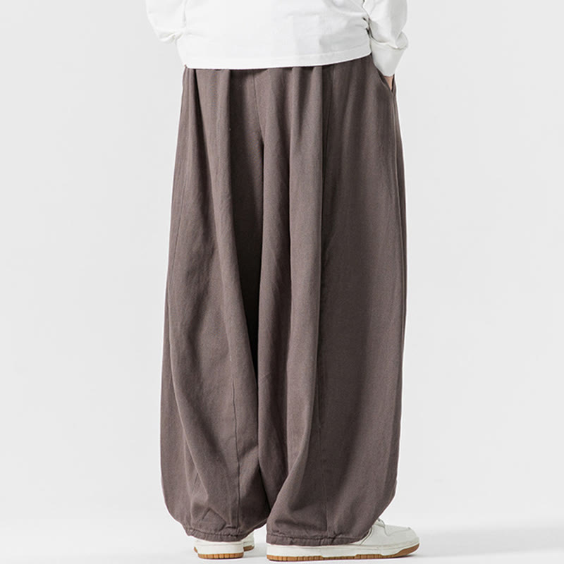 Buddha Stones Herbst Einfarbige Herren-Haremshose aus Baumwolle mit elastischem Bund und Taschen - image 20