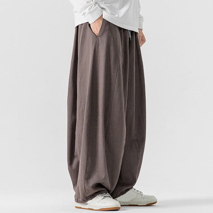 Buddha Stones Herbst Einfarbige Herren-Haremshose aus Baumwolle mit elastischem Bund und Taschen - image 19