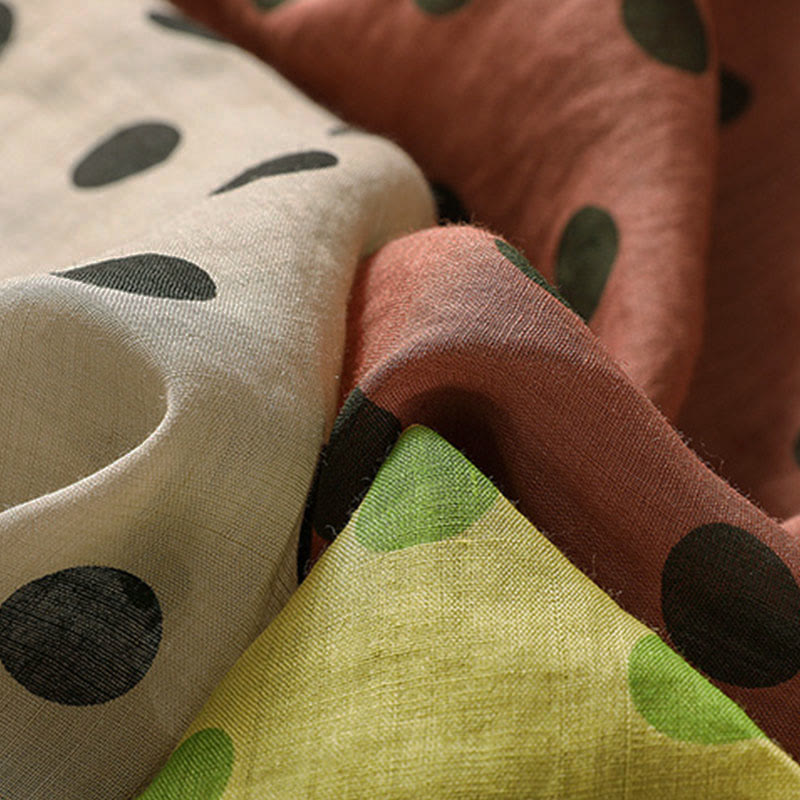 Buddha Stones Herbst Rundhals-Polka-Dots Langarm-Damen-Polyesterhemd  - image 25