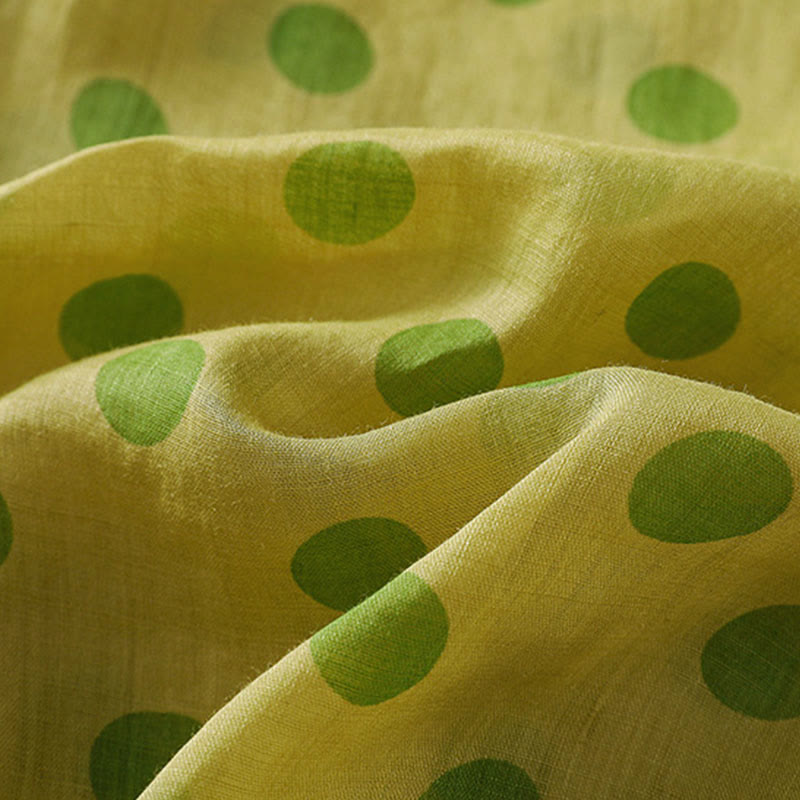 Buddha Stones Herbst Rundhals-Polka-Dots Langarm-Damen-Polyesterhemd  - image 10