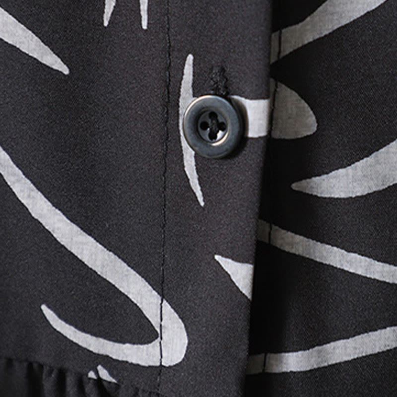 Buddha Stones ​​Frühling Herbst Stehkragen Linienmuster Langarm Damen Baumwoll-Polyester-Shirt  - image 19