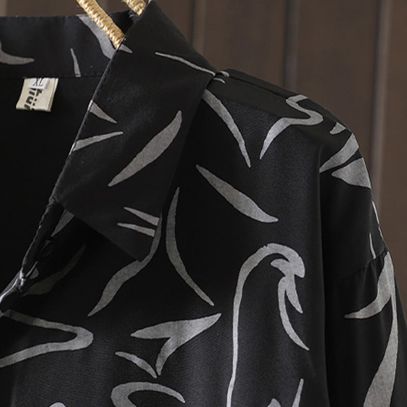 Buddha Stones ​​Frühling Herbst Stehkragen Linienmuster Langarm Damen Baumwoll-Polyester-Shirt  - image 18