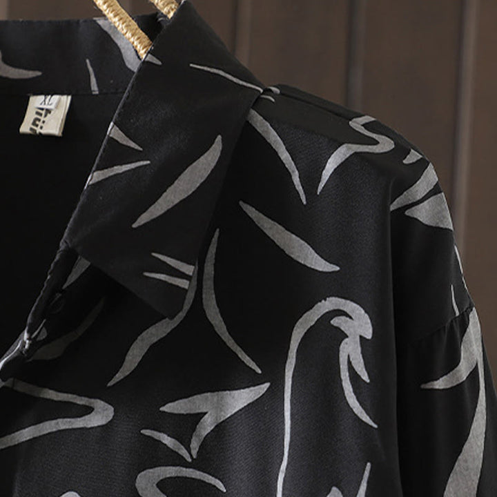 Buddha Stones ​​Frühling Herbst Stehkragen Linienmuster Langarm Damen Baumwoll-Polyester-Shirt  - image 18