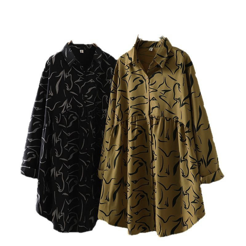 Buddha Stones ​​Frühling Herbst Stehkragen Linienmuster Langarm Damen Baumwoll-Polyester-Shirt  - image 23