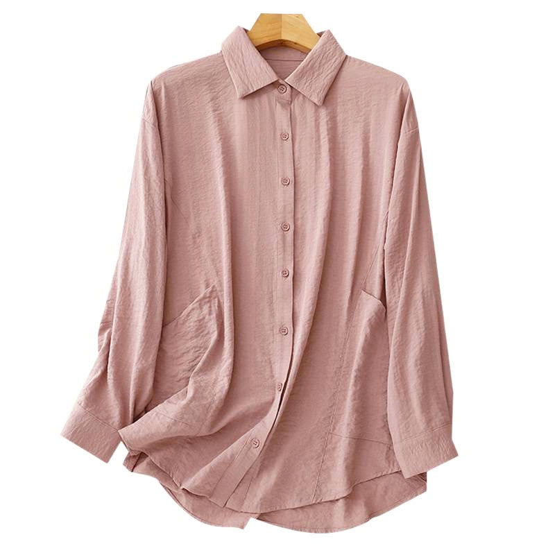 Buddha Stones Frühling Herbst Stehkragen Einfarbig Langarm Damen Baumwoll-Polyester-Shirt  - image 13