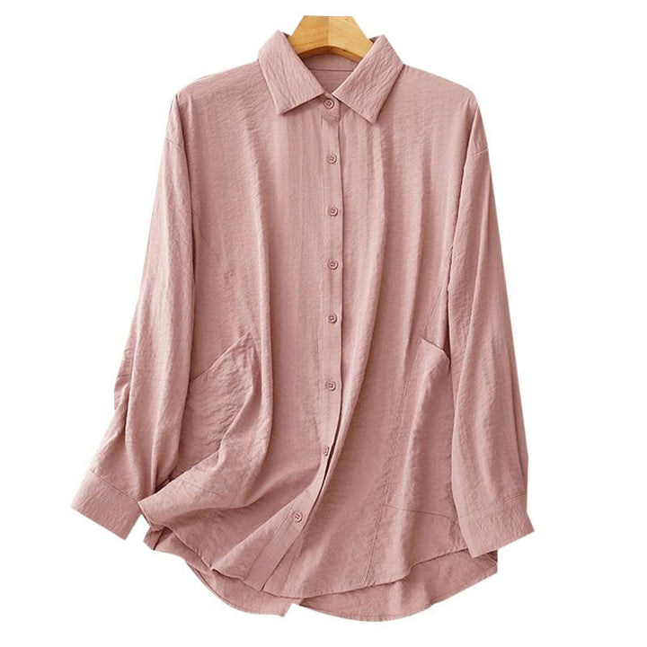 Buddha Stones Frühling Herbst Stehkragen Einfarbig Langarm Damen Baumwoll-Polyester-Shirt  - image 13