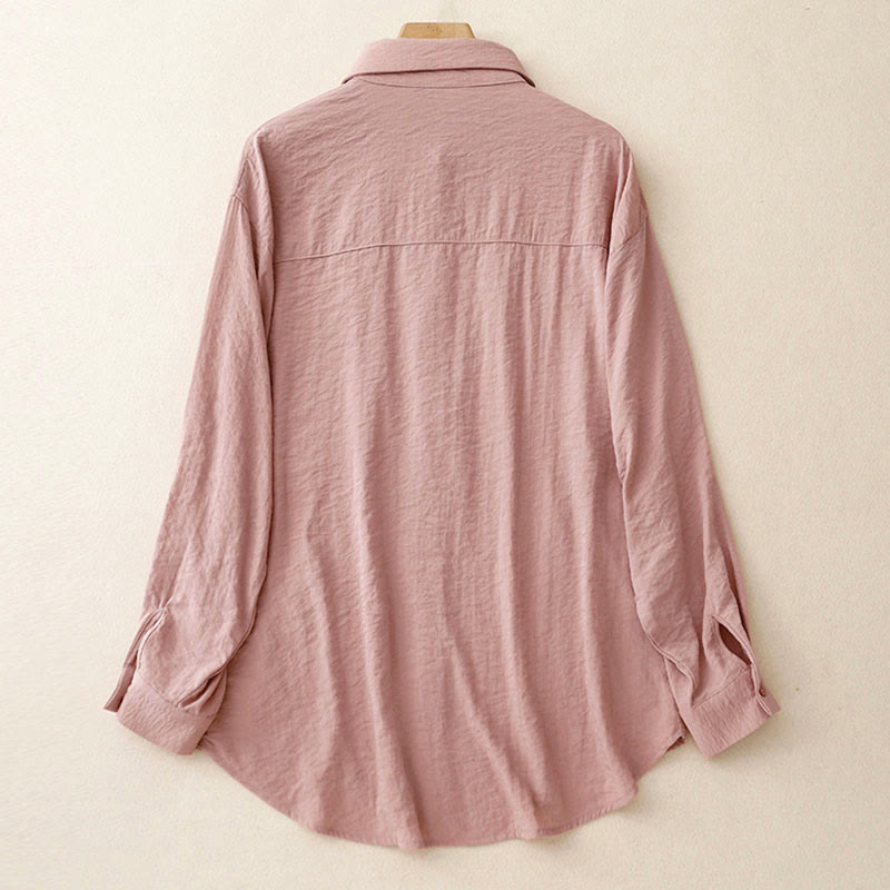 Buddha Stones Frühling Herbst Stehkragen Einfarbig Langarm Damen Baumwoll-Polyester-Shirt  - image 15