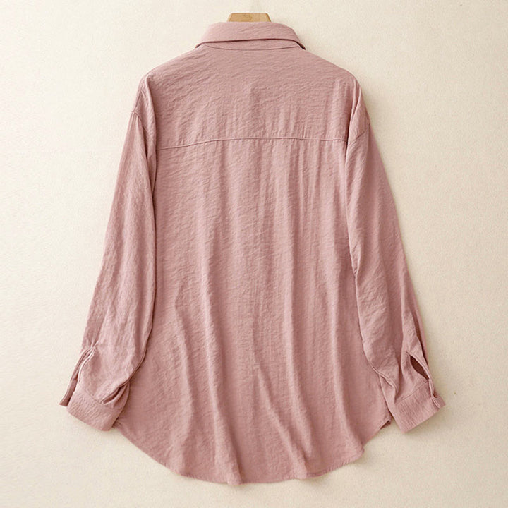 Buddha Stones Frühling Herbst Stehkragen Einfarbig Langarm Damen Baumwoll-Polyester-Shirt  - image 15