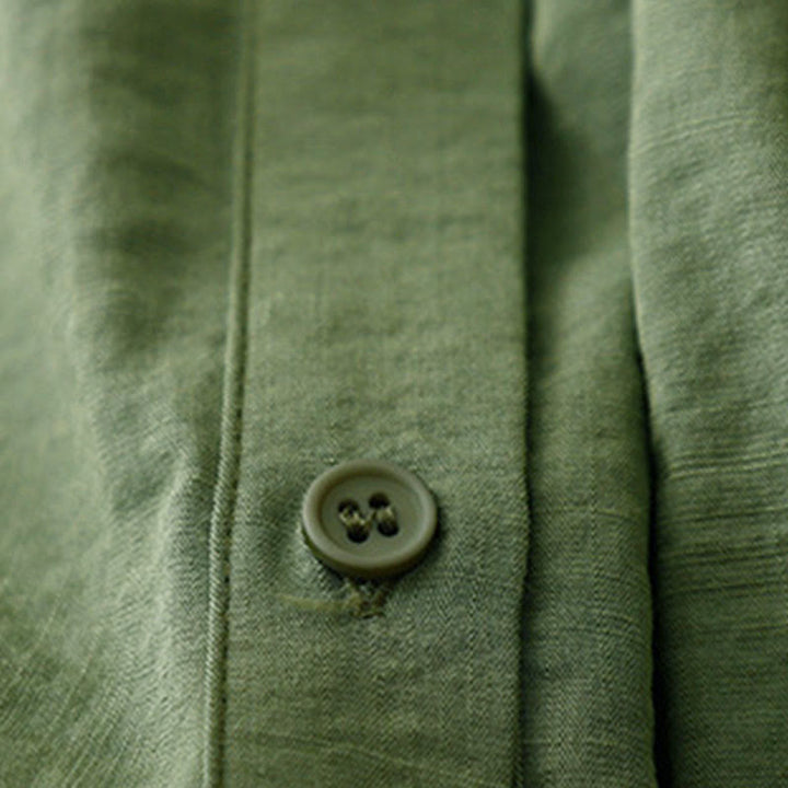 Buddha Stones Frühling Herbst Stehkragen Einfarbig Langarm Damen Baumwoll-Polyester-Shirt  - image 8