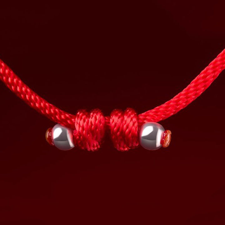 Buddha Stones ​​Jahr des Pferdes 999 Sterling Silber Rotes Armband Glücksbringer - image 13