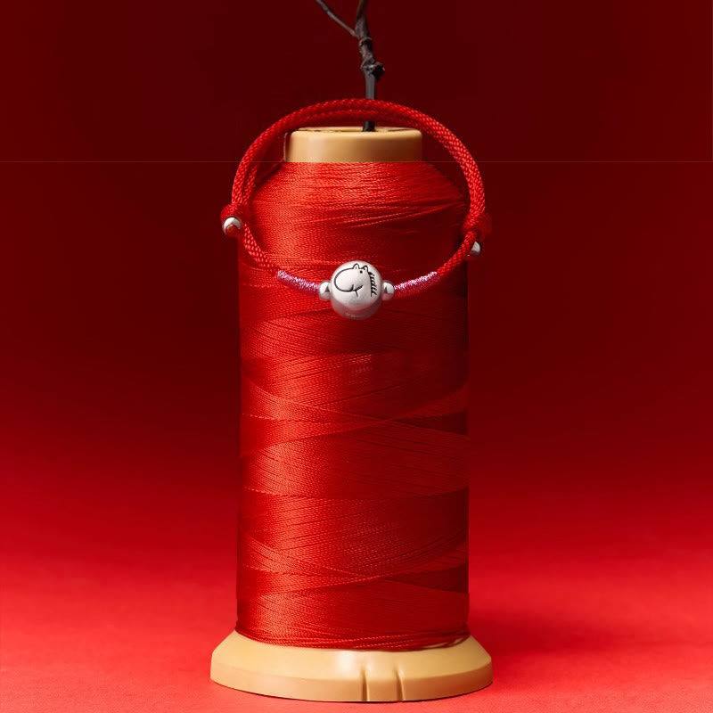 Buddha Stones ​​Jahr des Pferdes 999 Sterling Silber Rotes Armband Glücksbringer - image 12