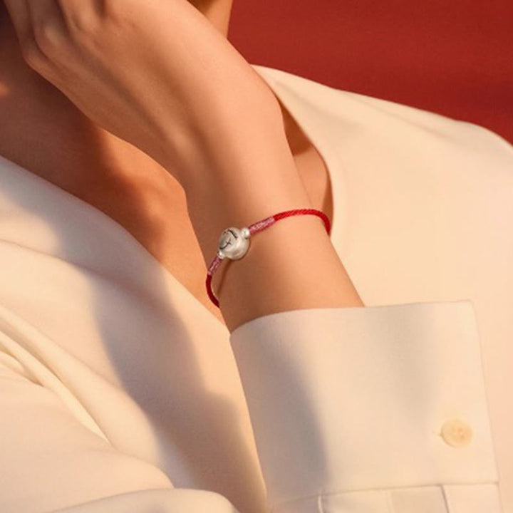 Buddha Stones ​​Jahr des Pferdes 999 Sterling Silber Rotes Armband Glücksbringer - image 4