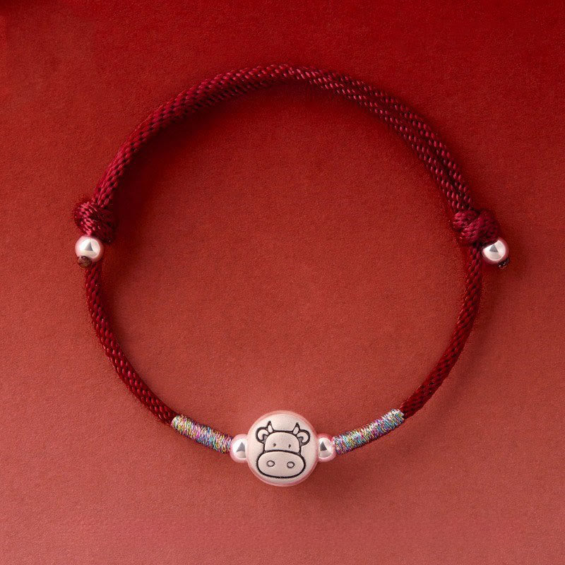 Buddha Stones ​​Jahr des Pferdes 999 Sterling Silber Rotes Armband Glücksbringer - Dunkelroter Ox-String (Handgelenkumfang: 14-18 cm) - image 18