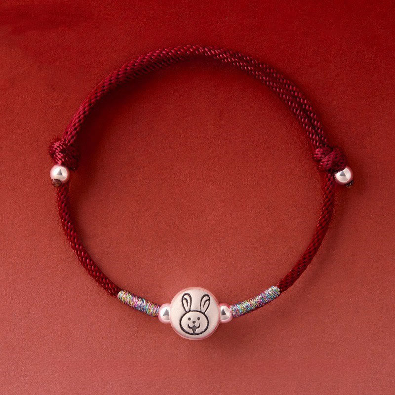 Buddha Stones ​​Jahr des Pferdes 999 Sterling Silber Rotes Armband Glücksbringer - Dunkelrotes Kaninchen-Armband (Handgelenkumfang: 14-18 cm) - image 22