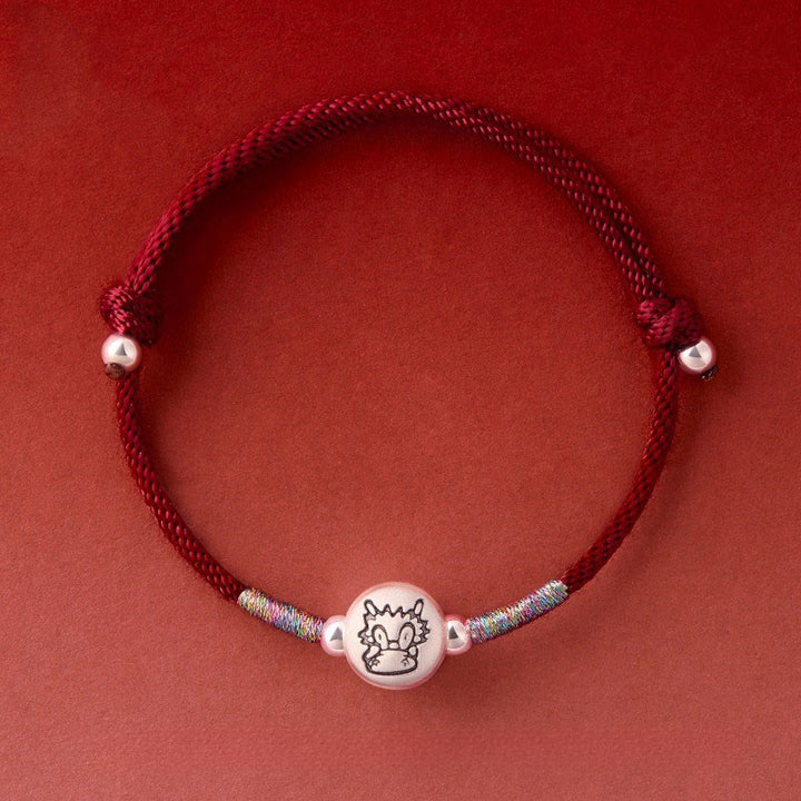 Buddha Stones ​​Jahr des Pferdes 999 Sterling Silber Rotes Armband Glücksbringer - Drachen-Dunkelroter String (Handgelenkumfang: 14-18 cm) - image 24