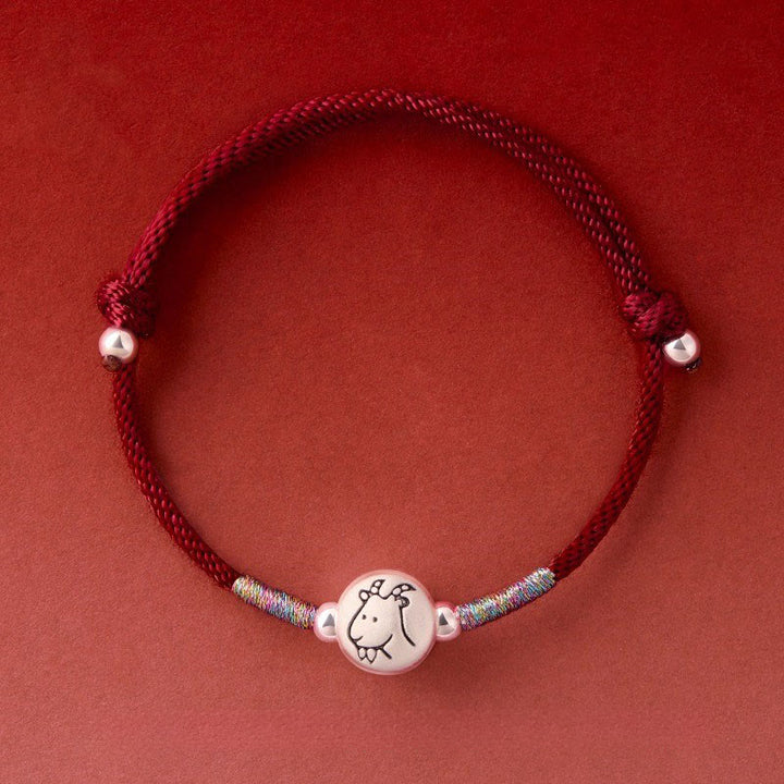 Buddha Stones ​​Jahr des Pferdes 999 Sterling Silber Rotes Armband Glücksbringer - Dunkelrote Ziegenlederschnur (Handgelenkumfang: 14-18 cm) - image 28