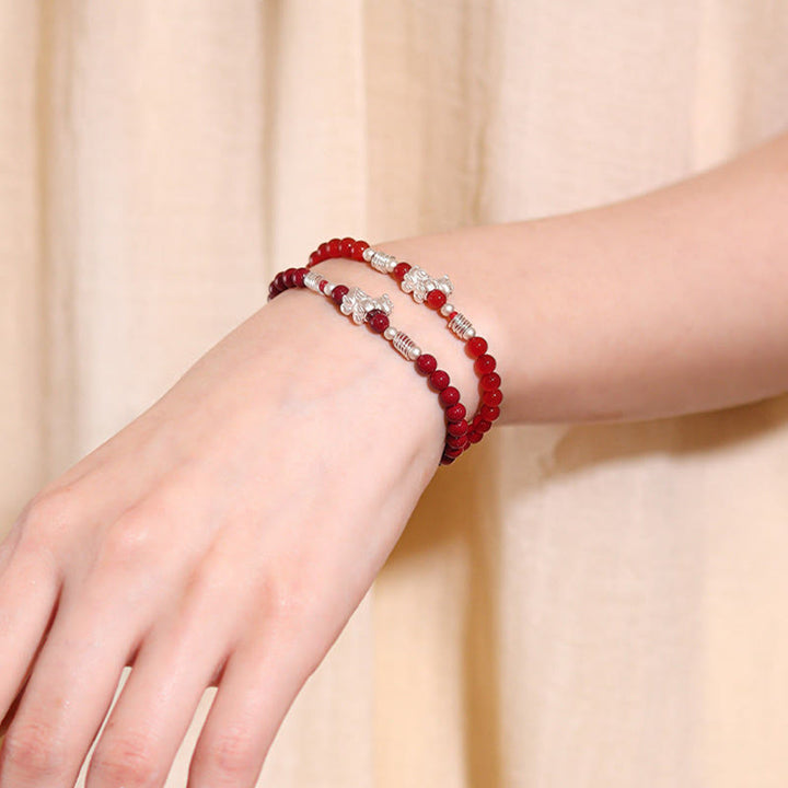 Buddha Stones, Jahr des Pferdes, Roter Achat, 999 Sterlingsilber, Zinnober, Ruhiges Armband - image 16