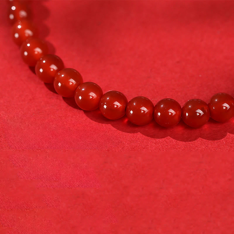 Buddha Stones, Jahr des Pferdes, Roter Achat, 999 Sterlingsilber, Zinnober, Ruhiges Armband - image 12