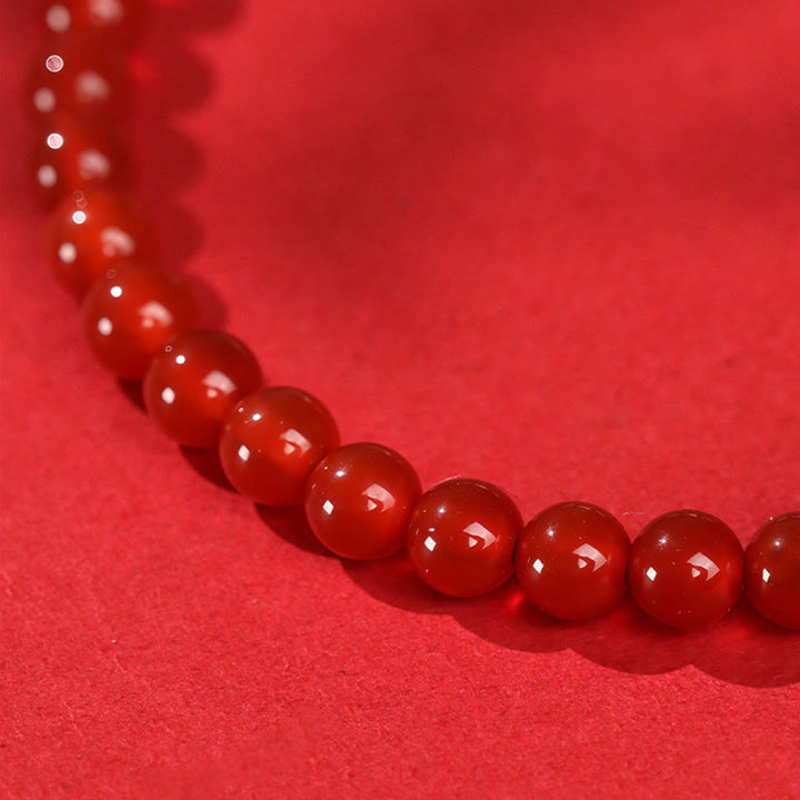 Buddha Stones, Jahr des Pferdes, Roter Achat, 999 Sterlingsilber, Zinnober, Ruhiges Armband - image 11