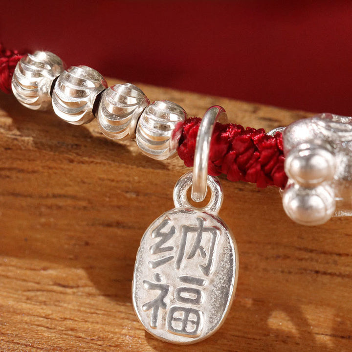 Buddha Stones ​​Jahr des Pferdes Zinnober Hetian-Jade 999 Sterlingsilber Rotes Faden Konzentrationsarmband - image 13