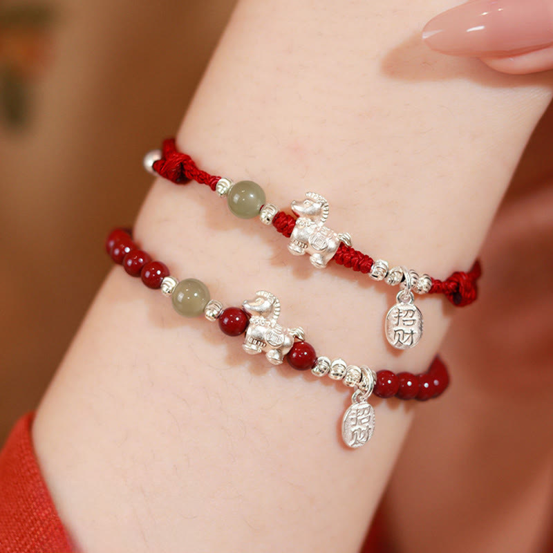 Buddha Stones ​​Jahr des Pferdes Zinnober Hetian-Jade 999 Sterlingsilber Rotes Faden Konzentrationsarmband - image 19