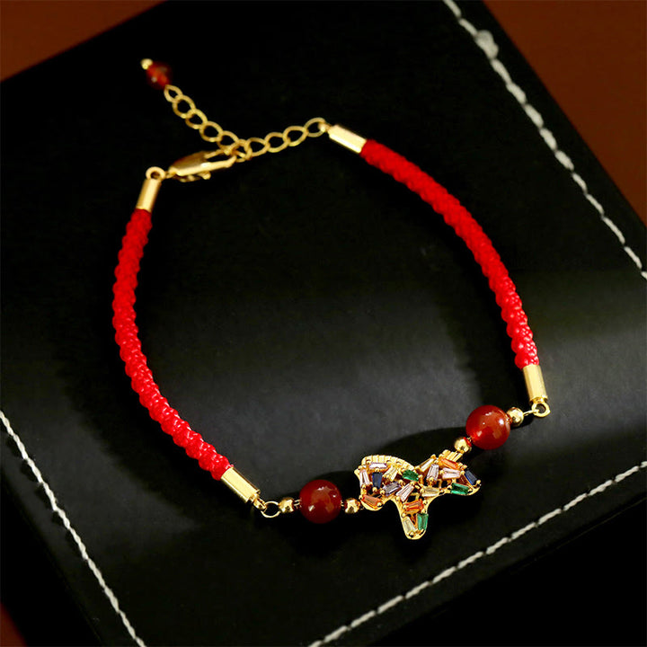 Buddha Stones ​​Jahr des Pferdes Kupfer-Rot-Achat-Bastelarmband - image 11