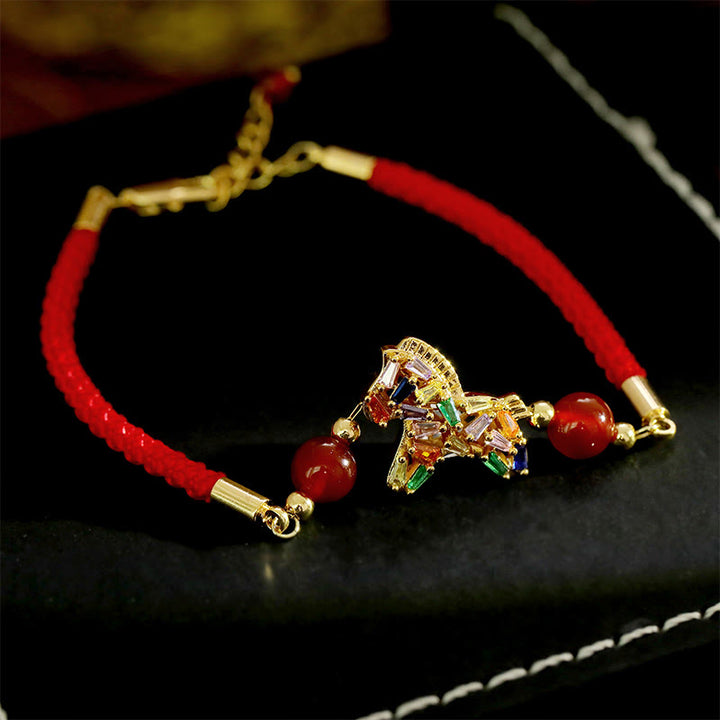 Buddha Stones ​​Jahr des Pferdes Kupfer-Rot-Achat-Bastelarmband - image 10