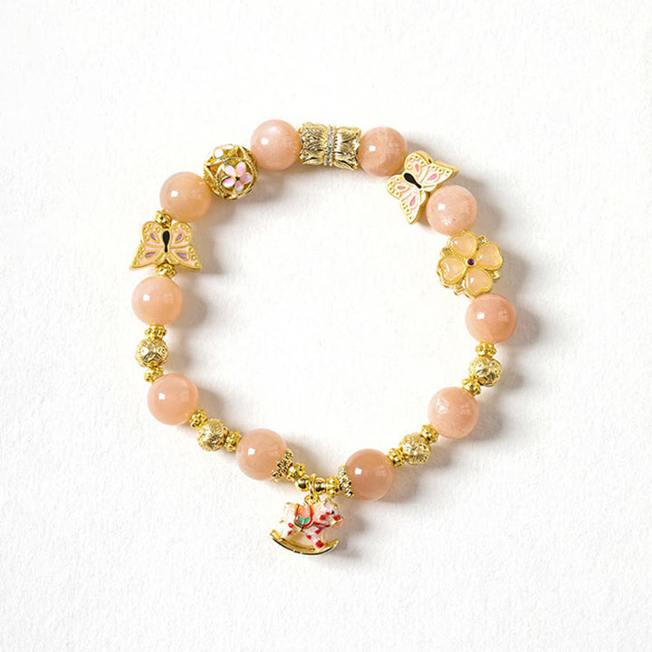 Buddha Stones ​​Jahr des Pferdes Südlicher Roter Achat Sonnenstein Turmalin Erfolgsarmband - Sonnenstein-Pferd (Handgelenkumfang: 14-15 cm) - image 7